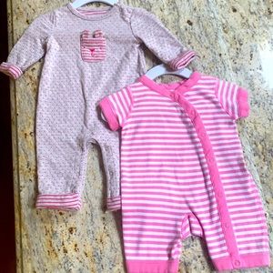 Hanna Andersson Striped + Baby Gap Polka Dot Romper Sz 50 / 0-3 M